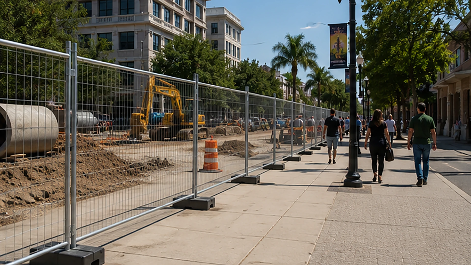Temporary fencing for public works